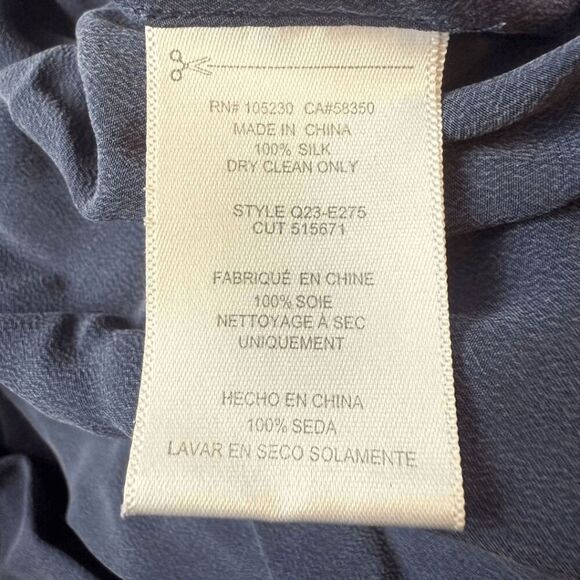 Equipment Femme Women's Long Sleeve Silk Knox Lace Up Tie Blouse Navy Blue Small - Picture 4 of 5